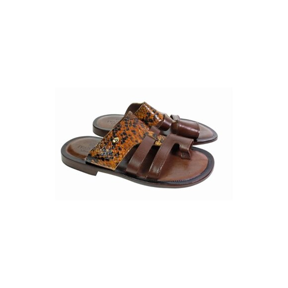 Carter Mens Italian Brown Leather Sandals shoes main image 7